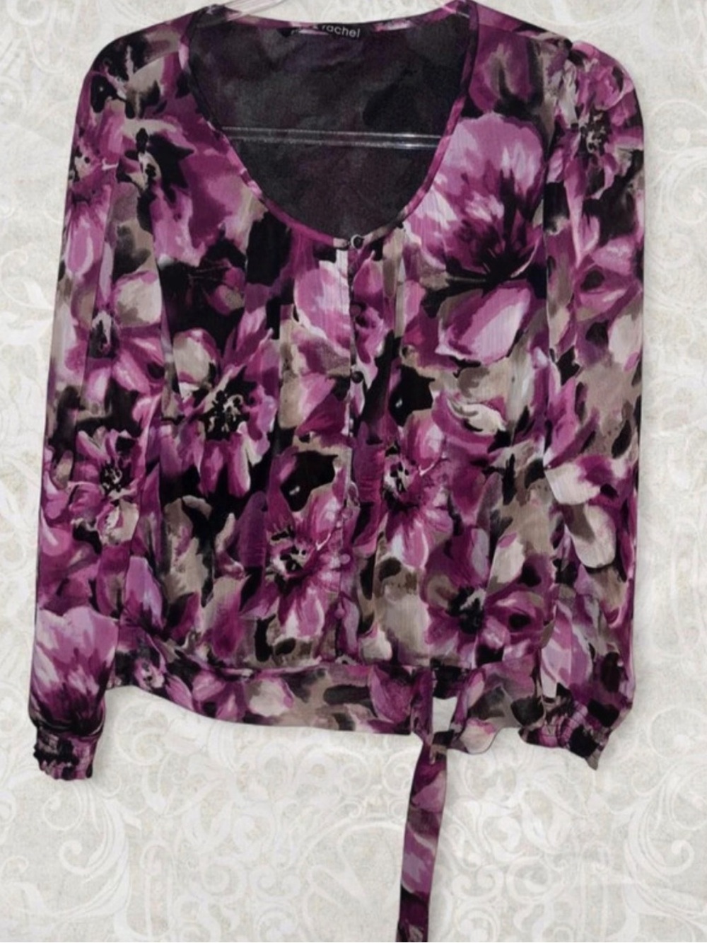 Zac & Rachel Purple Floral Tie-Hem Blouse